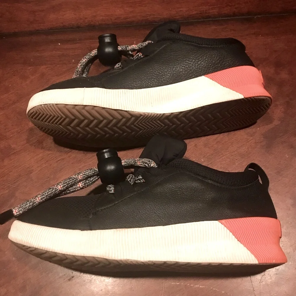 Sorel Out N About Street Sneaker Black White Orange 4277-010 Women’s Size 9 - Picture 9 of 15